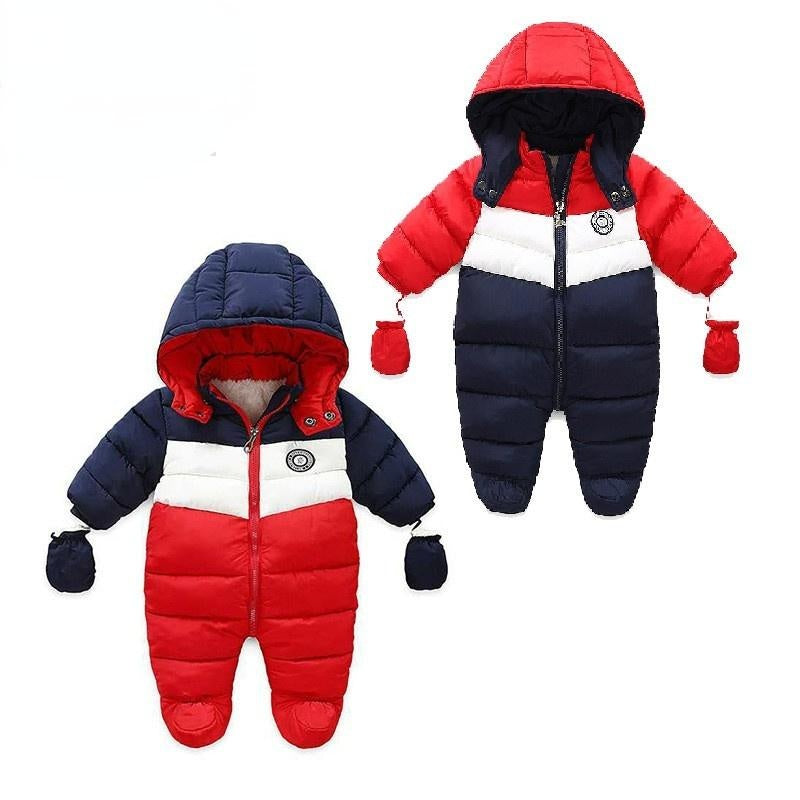 Baby Boy Winter Duck Down Snowsuit Newborn Thick Rompers - MomyMall