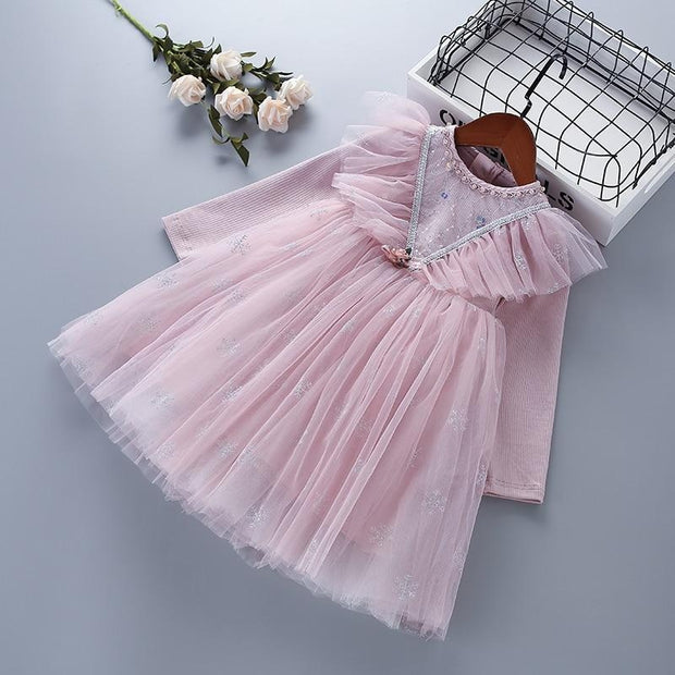 Girl Fashion Casual Dresses Lace Mesh Beading For 3-7 years - MomyMall