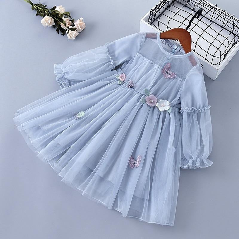 Girl Princess Dres Lace Chiffon Flower Draped Ruched Dresses 3-7 Years - MomyMall