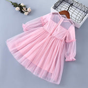 Girl Princess Dres Lace Chiffon Flower Draped Ruched Dresses 3-7 Years - MomyMall