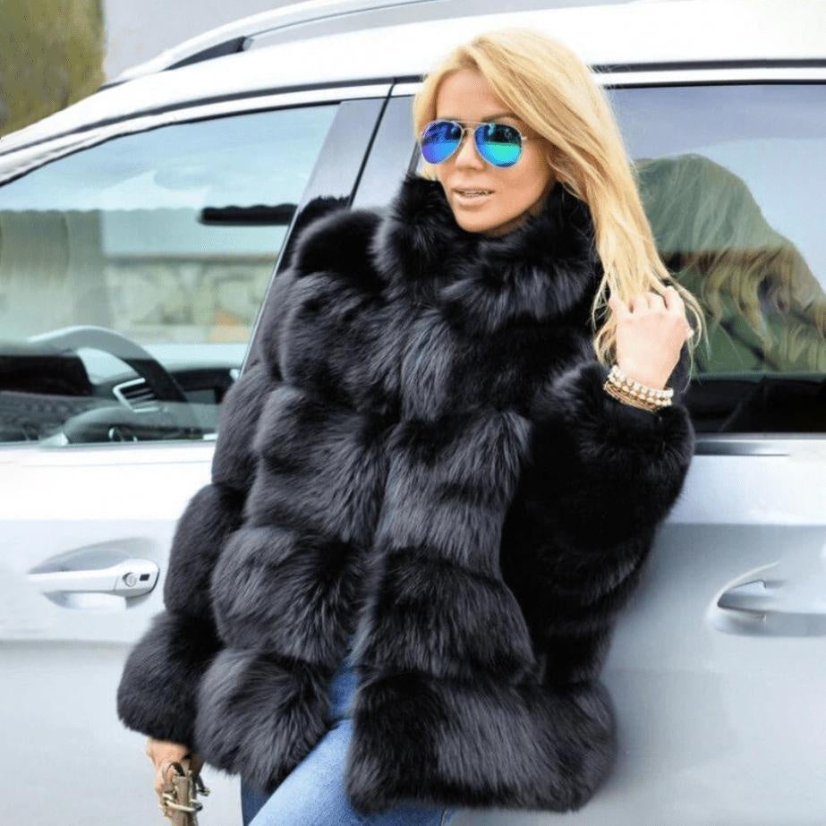 Faux Fur Panel Coat