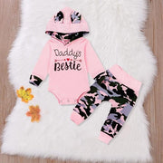 2PCS Baby Girl "Daddy's Bestie" Camouflage Printed Baby Set - MomyMall Pink / 0-6 Months