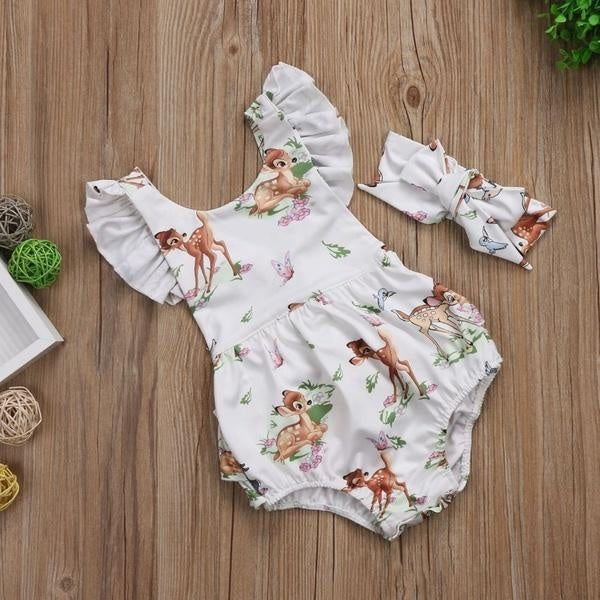 Lovely Little Deer Printed Baby Romper - MomyMall