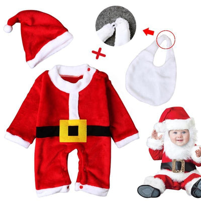 New Baby Christmas Dress with Hat Cute 3 Pcs - MomyMall red / 80cm:6-12months