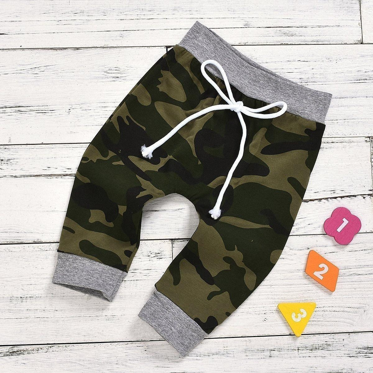 Little Man Bodysuit with Camouflage Pants Set - MomyMall