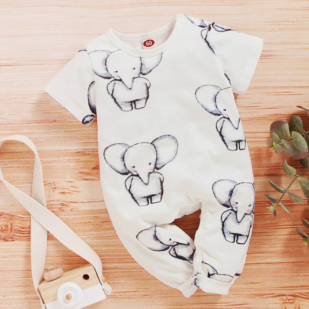 Cute Elephant Printed Baby Jumpsuit