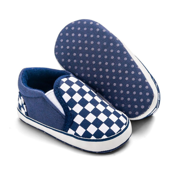 Baby Boy Girl Plaid Anti-slip Canvas Shoes - MomyMall Navy Blue / 3-6Months