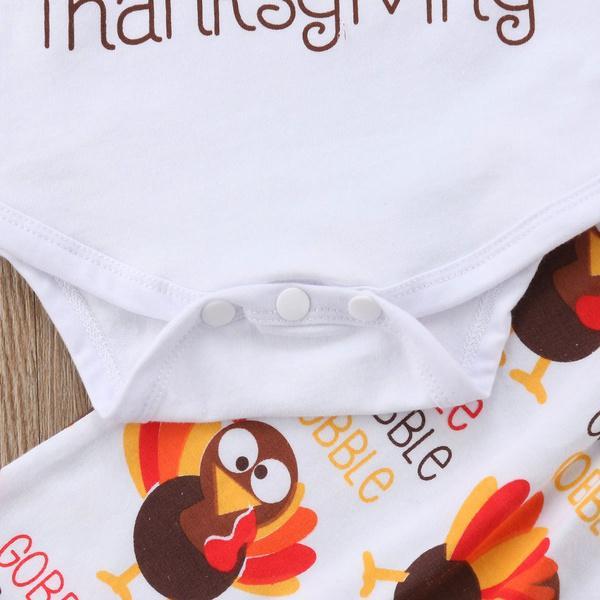4PCS Lovely My 1st Thanksgiving Printed Baby Set