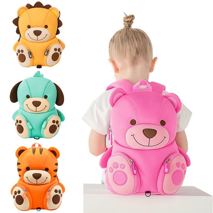 Girls 3D Cartoon Pink Bear School Bags Toddler Book Kindergarten Bag - MomyMall