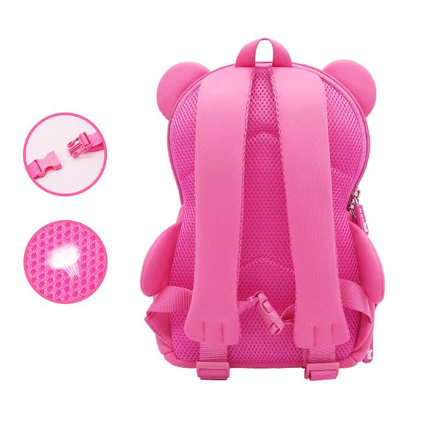 Girls 3D Cartoon Pink Bear School Bags Toddler Book Kindergarten Bag - MomyMall pink