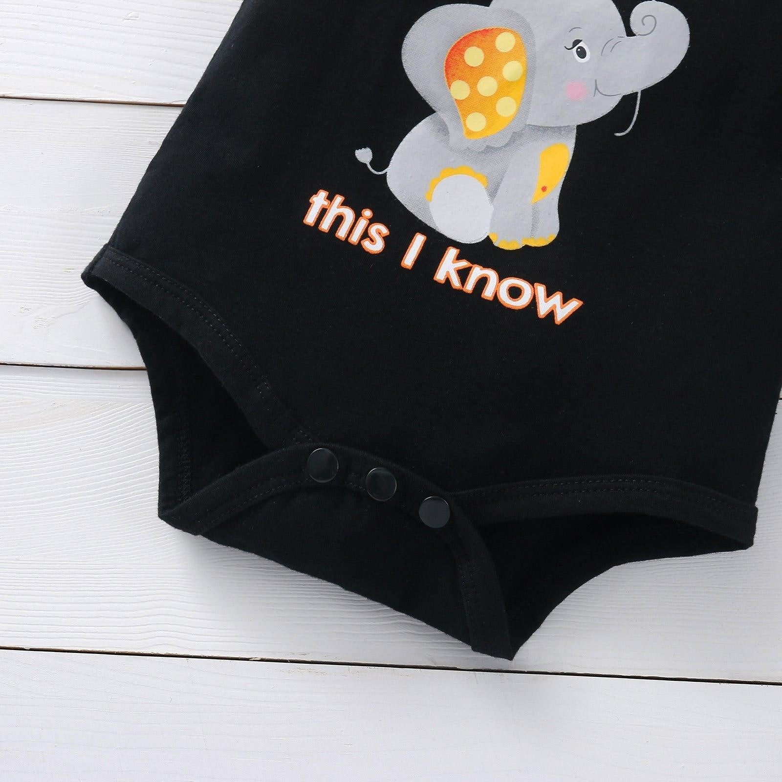 Papa Loves Me Elephant Printed Baby Romper - MomyMall