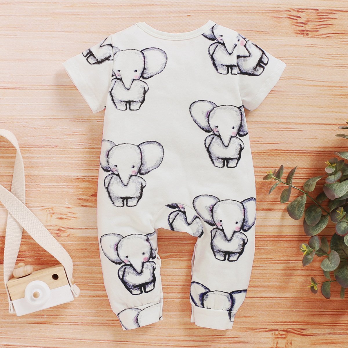 Cute Elephant Printed Baby Jumpsuit