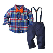 Kids Boys Plaid Spring and Autumn Long Sleeve 3 Pcs Suit - MomyMall