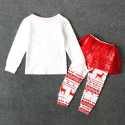 Girl Spring Autumn Christmas Long-sleeved Moose Suits 2 Pcs