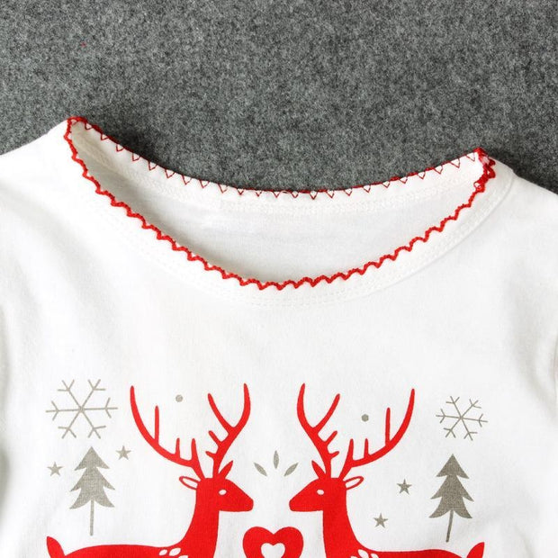 Girl Spring Autumn Christmas Long-sleeved Moose Suits 2 Pcs