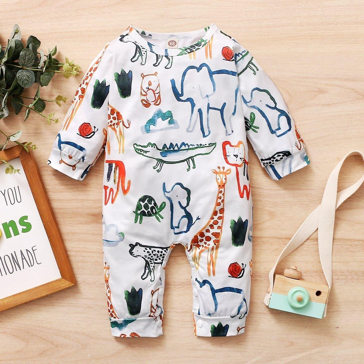 Lovely Animal Printed Baby Jumpsuit - MomyMall