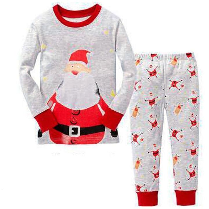 Boys Girls Christmas Long-sleeved Santa Claus Pajamas 2 Pcs Set
