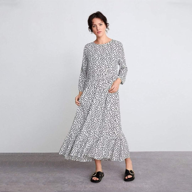 Spotty Printed Dress - MomyMall WHITE/BLACK / S