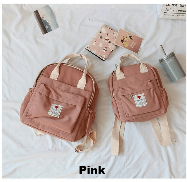 Koko Soft Canvas Backpack - MomyMall Pink / 28x24x12cm
