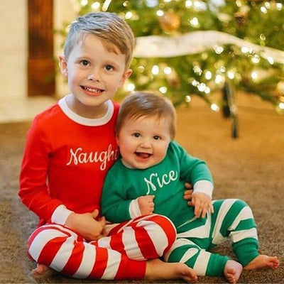 Kids Spring Autumn Christmas Long Sleeve Stripe Pajamas 2 Pcs - MomyMall