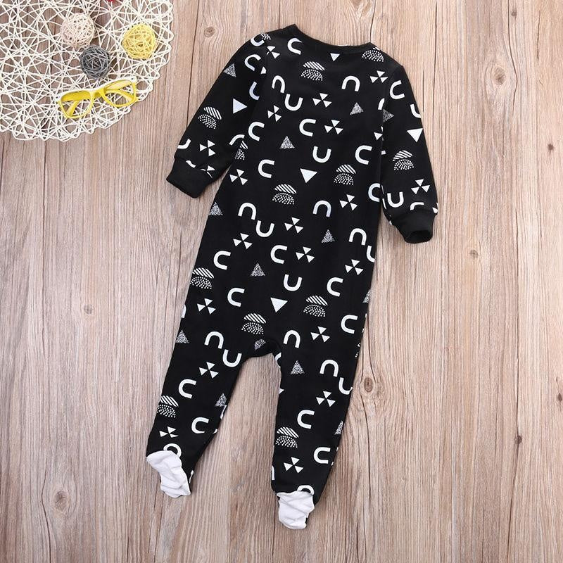 Geometric Printed Baby Zipper Jumpsuit - MomyMall