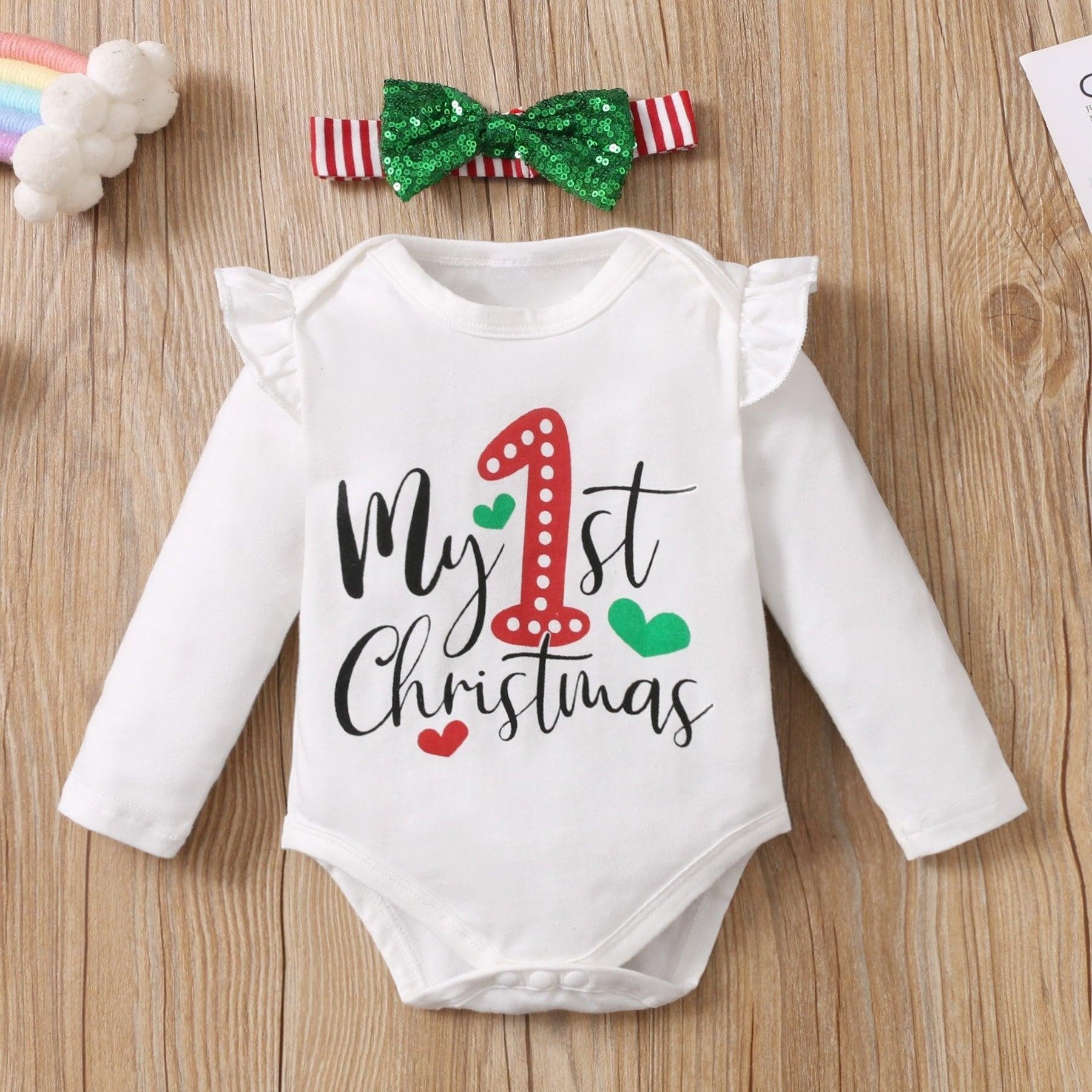 4PCS My 1st Christmas Letter Printed Baby Skirt Set - MomyMall