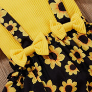 3PCS Lovely Solid Color Sunflower Printed Baby Set - MomyMall