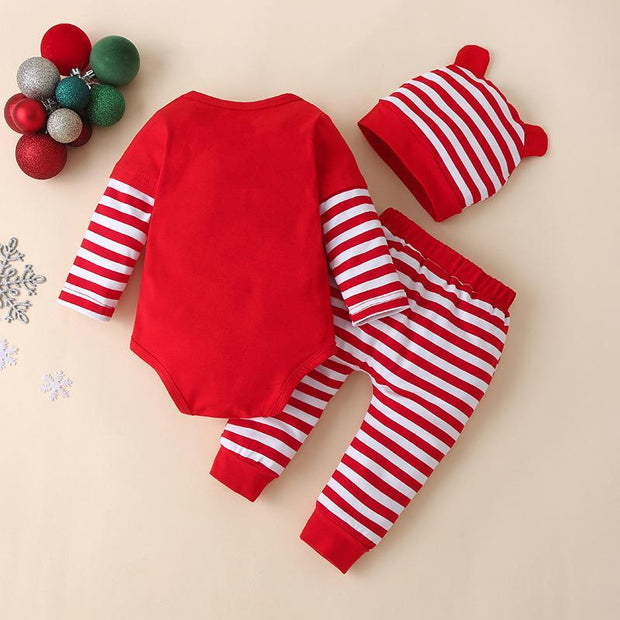 3PCS My 1st Christmas Santa Claus Printed Baby Set