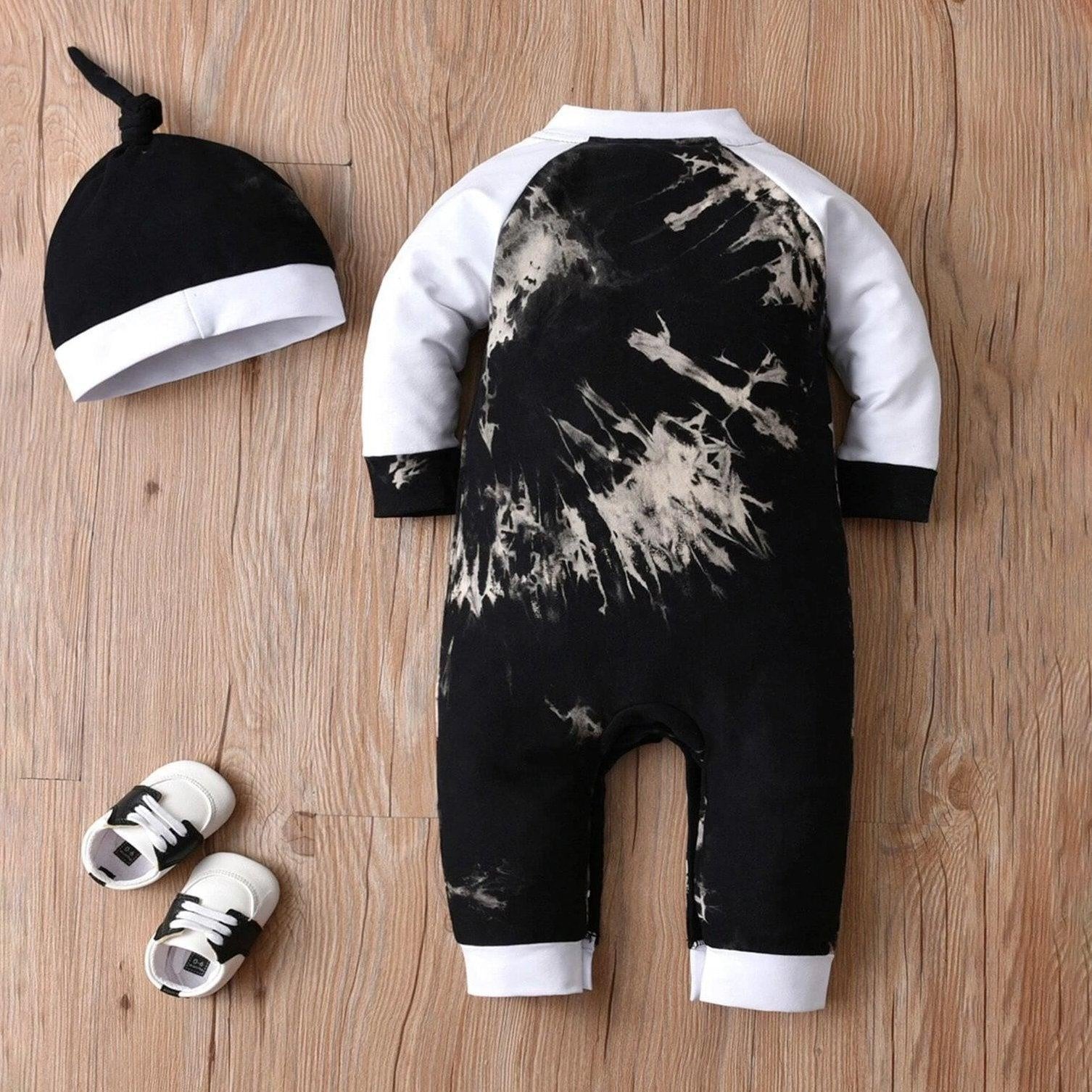 2PCS Tie Dye Printed Baby Long Sleeve Jumpsuit