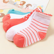 Kids Girl Stripes Socks Soft Cotton Cute Cartoon 5 Pairs 0-5 Years