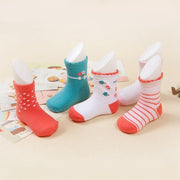 Kids Girl Stripes Socks Soft Cotton Cute Cartoon 5 Pairs 0-5 Years