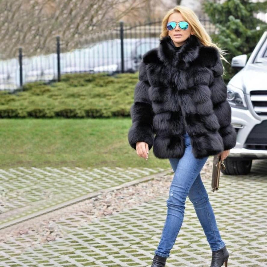 Faux Fur Panel Coat