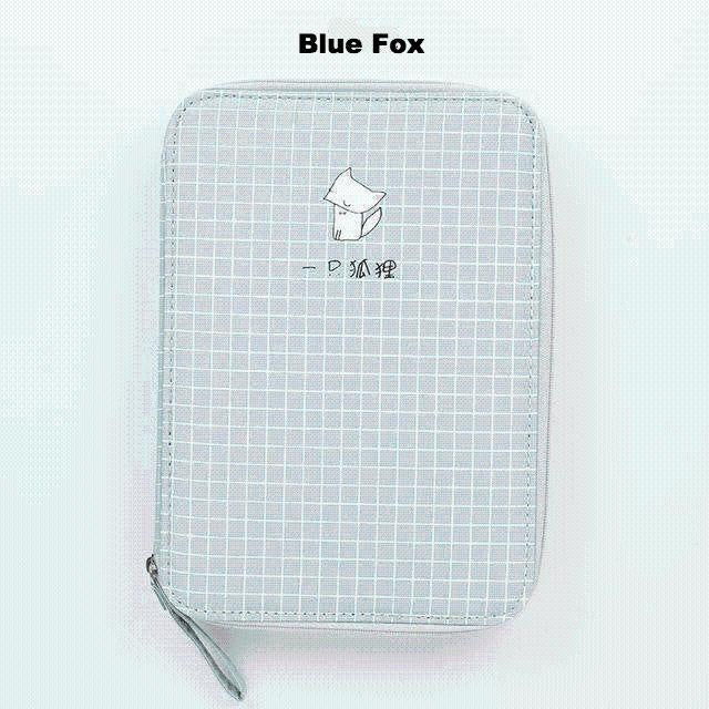 Check Pastels Stationery Case - MomyMall Blue - Fox