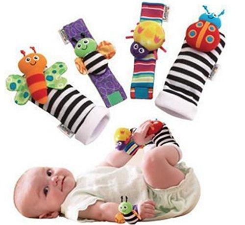 4 pcs Cute Animal Soft Baby Wrist Rattles and Foot Finders - MomyMall