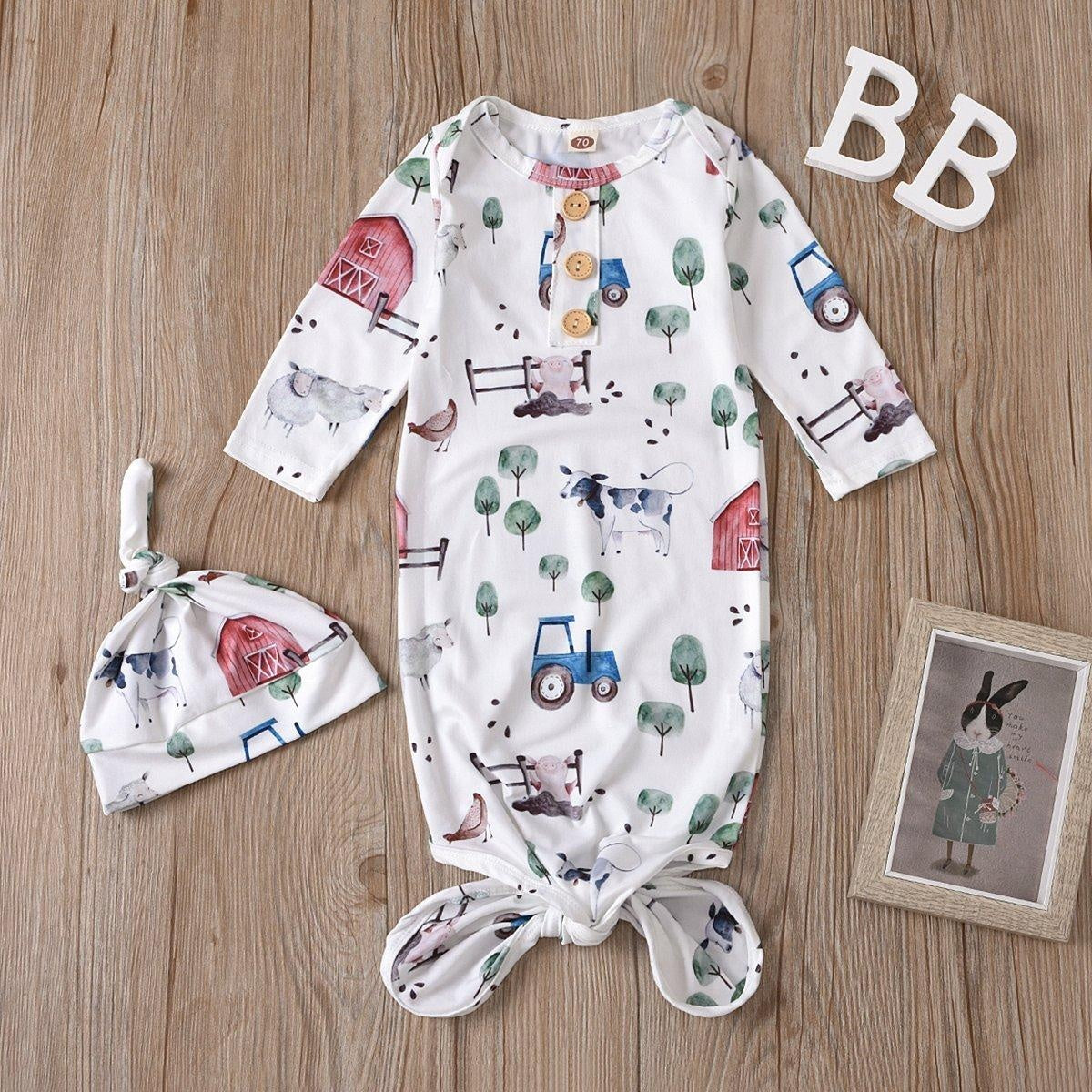 Cute NewBorn Floral Printed Sleeping Bag And Hat Baby Boy Girl Set