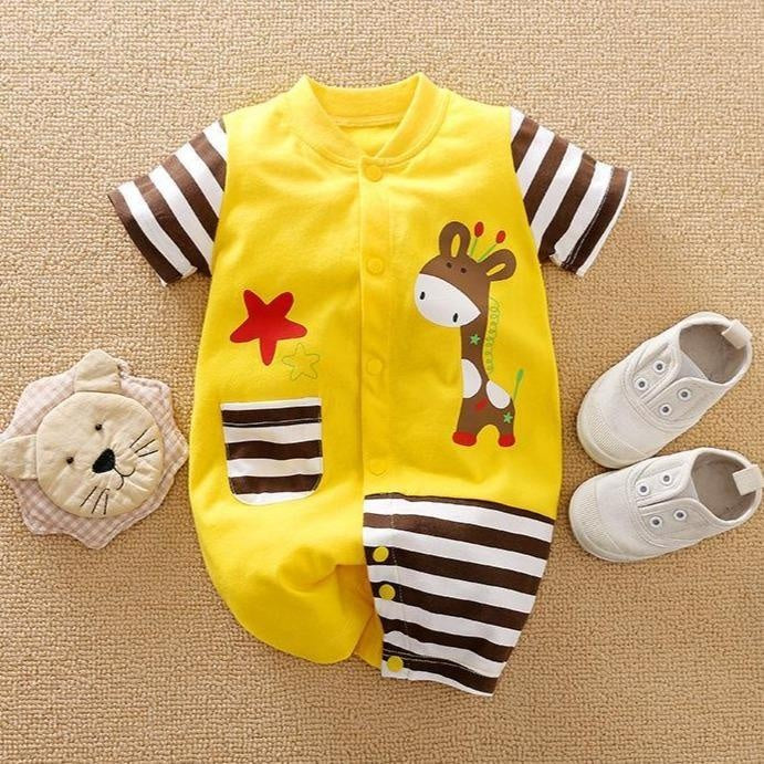 Cartoon Giraffe Printed Baby Romper