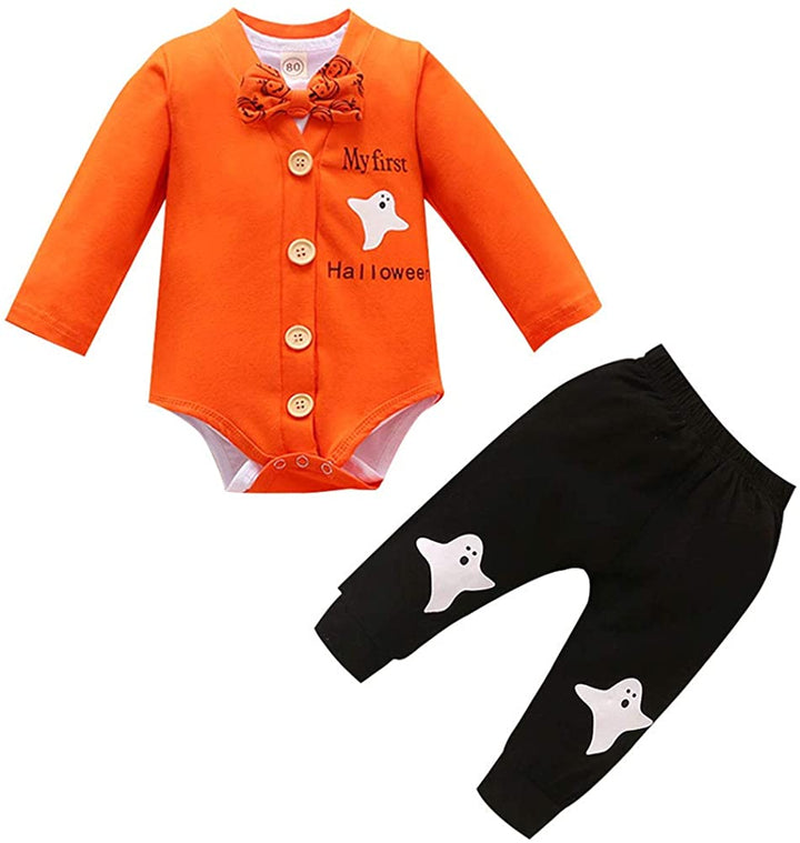 Baby Boys Halloween Gentleman Outfit Sets 3Pcs - MomyMall Orange / 0-6M