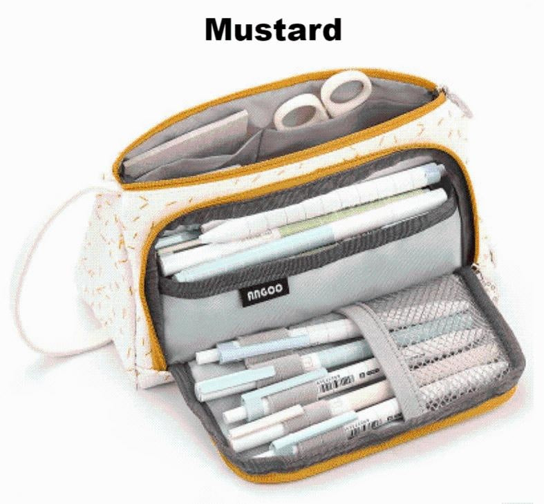 Pouched Stationery Organiser Pencil Case - MomyMall Mustard