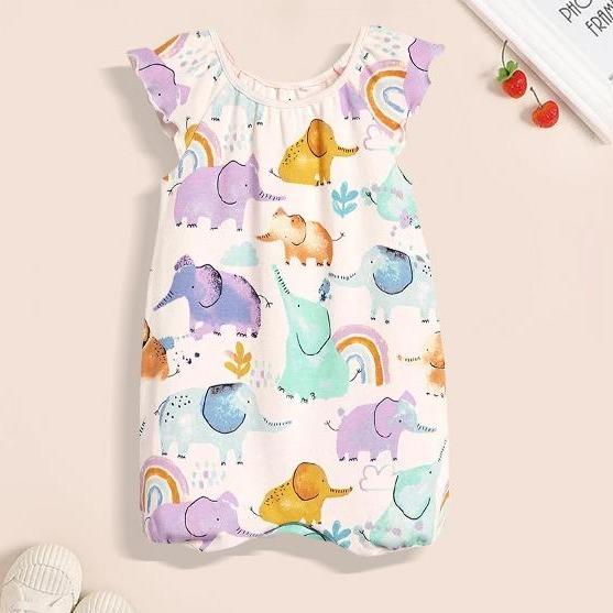 Lovely Watercolour Elephant Design Baby Romper