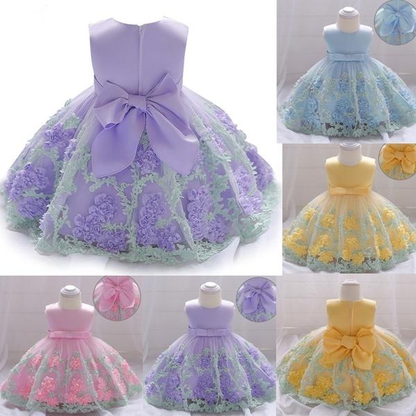 Girls Toddler 3D Flowers Birthday Party Wedding Dresses - MomyMall