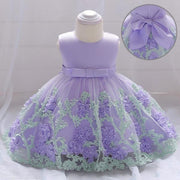 Girls Toddler 3D Flowers Birthday Party Wedding Dresses - MomyMall Purple / 0-6M