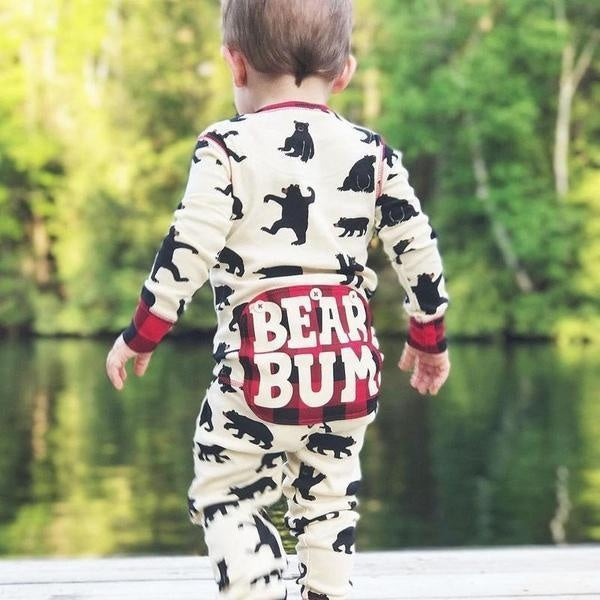 “BEAR BUM” Full Bear Printed Baby Jumpsuit - MomyMall White / 0-3 Months