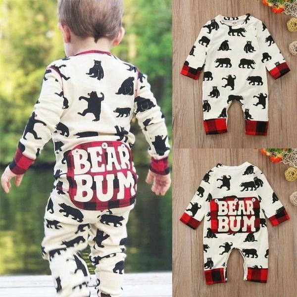 “BEAR BUM” Full Bear Printed Baby Jumpsuit - MomyMall