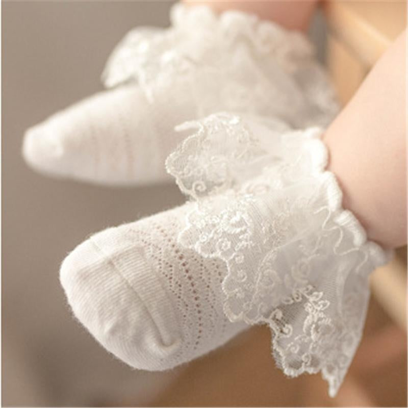 Baby Girl Lace Ruffle Socks - MomyMall 6-12Months / White