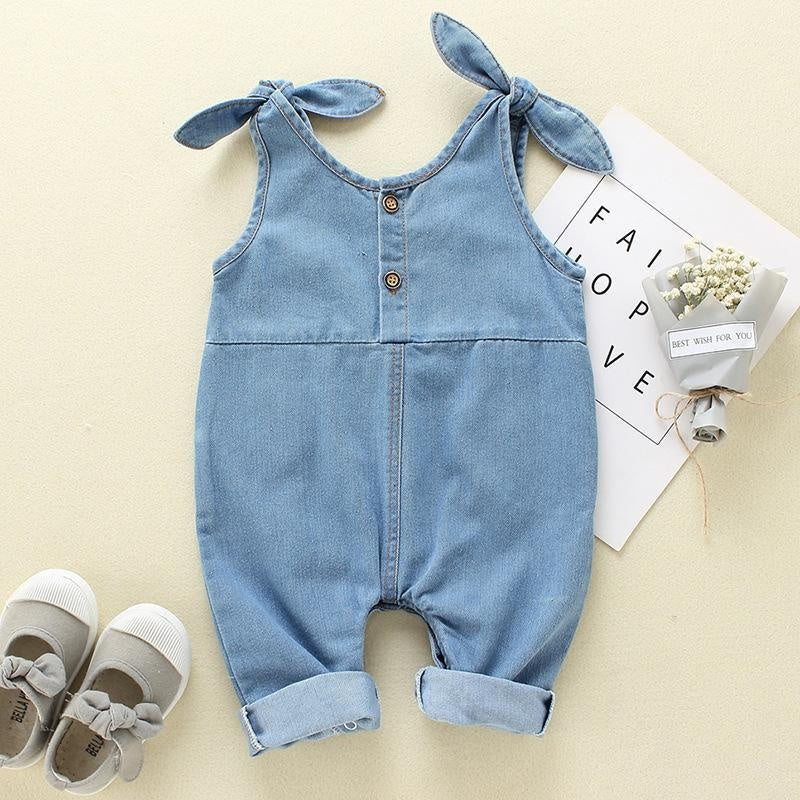 Baby/Toddler's Denim Suspender Jumpsuit - MomyMall 3-6 Months