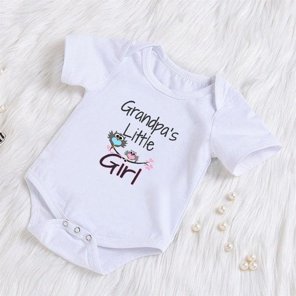 “Grandpa's Little Girl” Birds Printed Baby Girl Romper - MomyMall