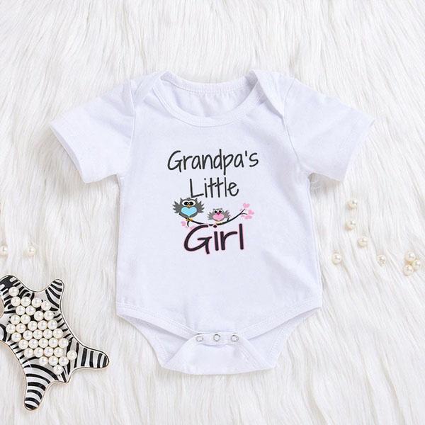 “Grandpa's Little Girl” Birds Printed Baby Girl Romper - MomyMall