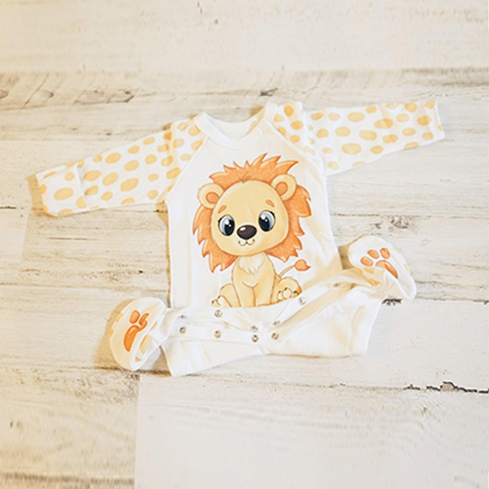 Lovely Cartoon Lion Printed Baby Jumpsuit - MomyMall