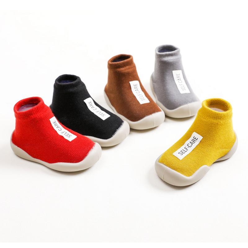 Baby Boy Girl Letter Rubber Soles Indoor Sock Shoes - MomyMall