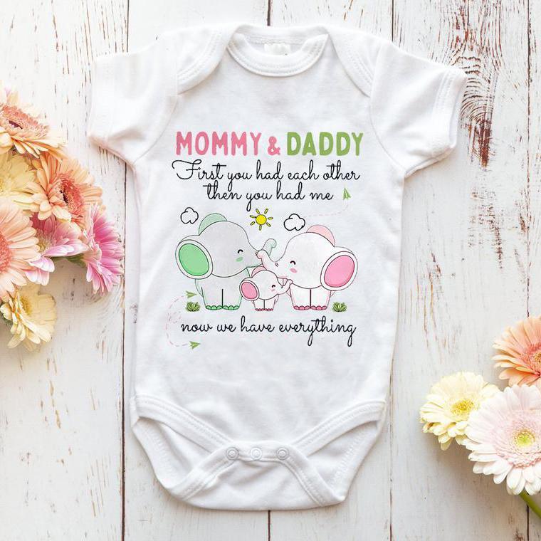 Lovely Elephant Printed Baby Romper - MomyMall White / 0-3 Months